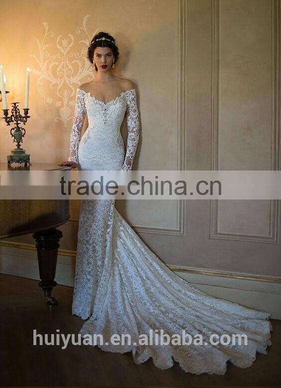 v neck muslim bridal long sleeve lace open back wedding dress