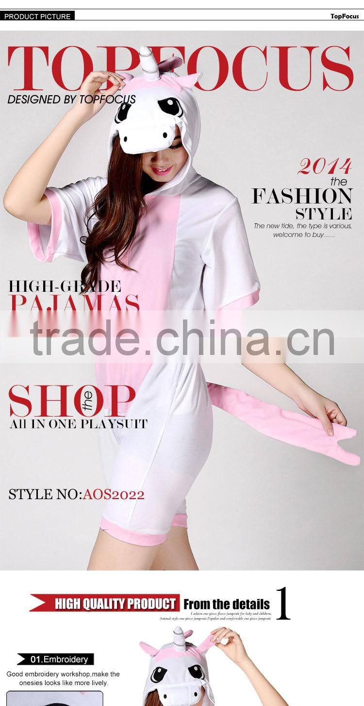 China Supplier 2014 Adult Contemporary Pink Unicorn Animal Pattern Short Sleeves Summer Evening Women Dresses