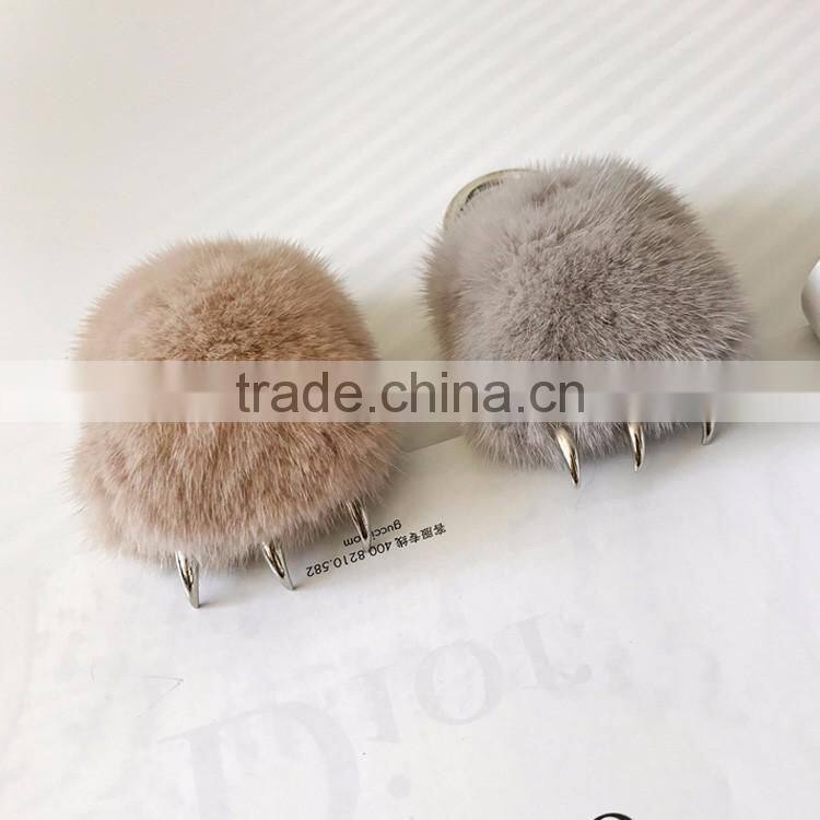 CX-R-54 Top Quality Wholesale Real Mink Fur Keychain Fur Bag Charm