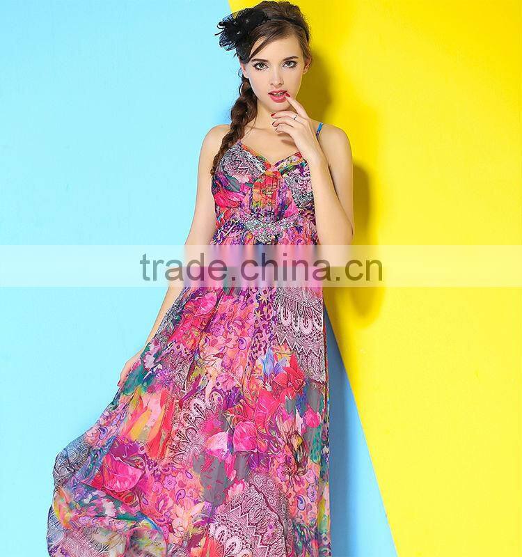 New products for 2015 middle aged women fashion long summer dress