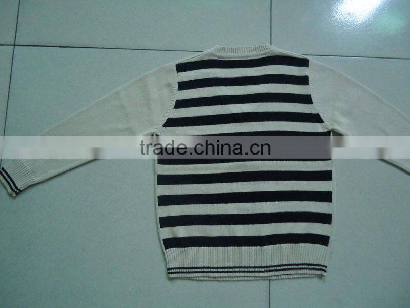 v-neck pure cotton knitting back stripe boys argyle sweater
