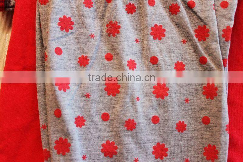 Wholesale Dolphin Kids Girls 2 Pcs Set Printed Knitted Short Sleeve Top Red Girls Clothing Set TP-7721