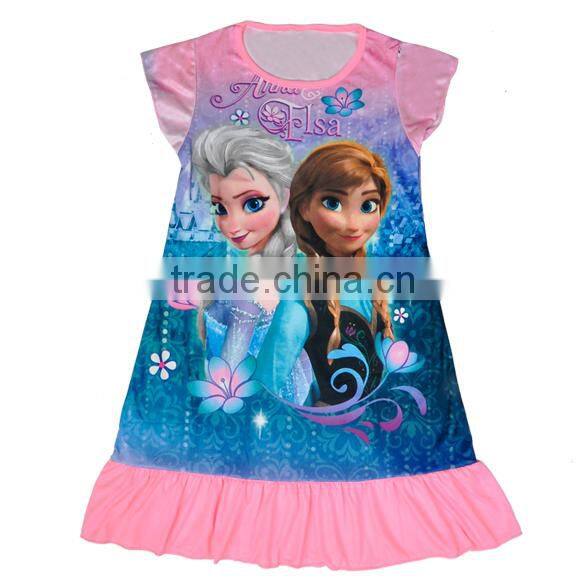 2014 New Arrival Lace Dress Flouncing Round Neck Print Dress 4 Sizes 4-7 Years SV005983#