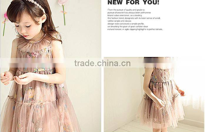 F10031A summer printed chiffion dress girls one piece dress new girls flower dress