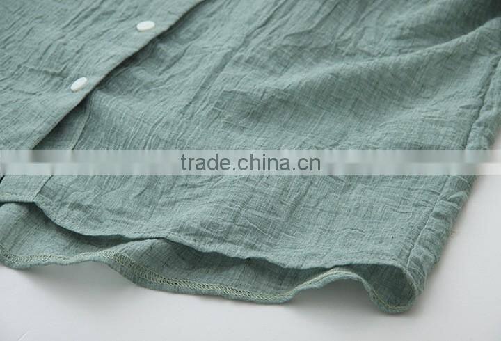 wholesale price summer sun protection Linen / cotton plain long shirts for women