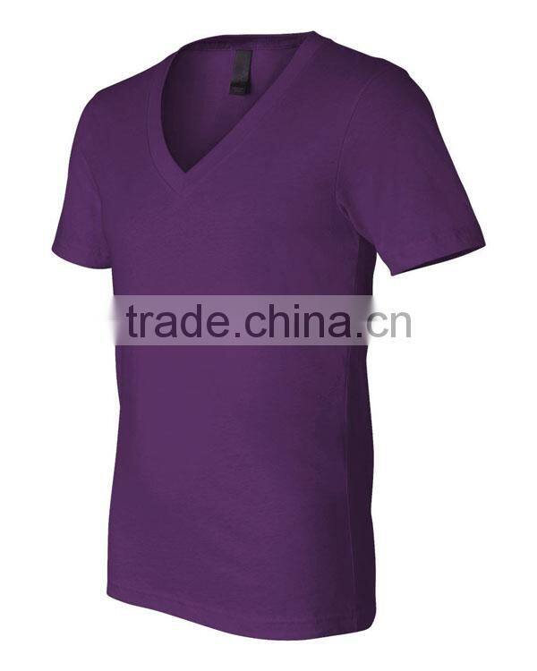 Fashion cheap plain cotton deep v neck t shirts for men