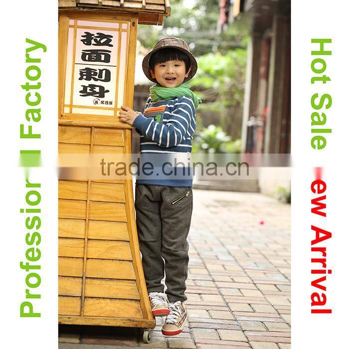 Latest fancy stripe zipper pocket design cute children's clothing