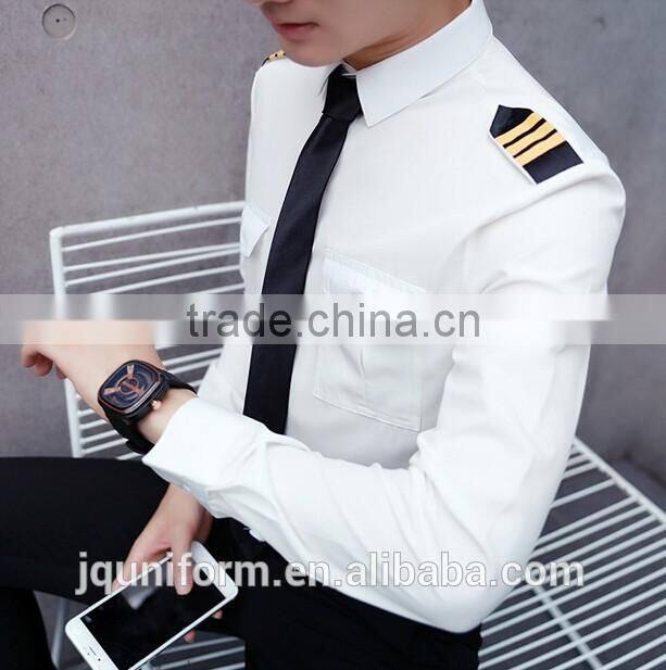 Man air line Pilot Uniform Shirt White and black Pilot Shirt long Sleeve Pilot Shirts