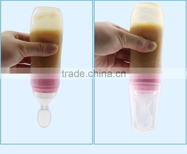 baby feeding bottle with spoon/squeeze feeder/Baby Silicone Squeeze Spoon