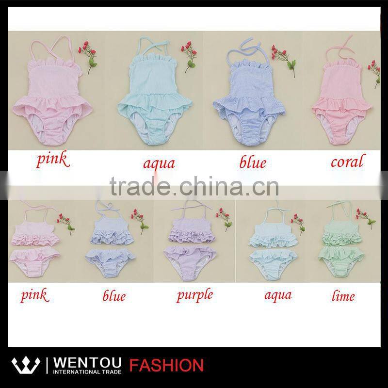 Latest Wholesale Cute Girls Seersucker Swimsuit