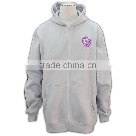 2016 New Customized wholesale shiny black 100% polyester satin grey zip hoodie