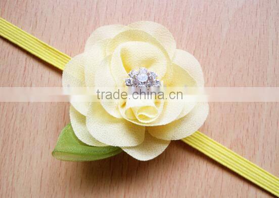 new born baby girl headband, small chiffon flower baby headband