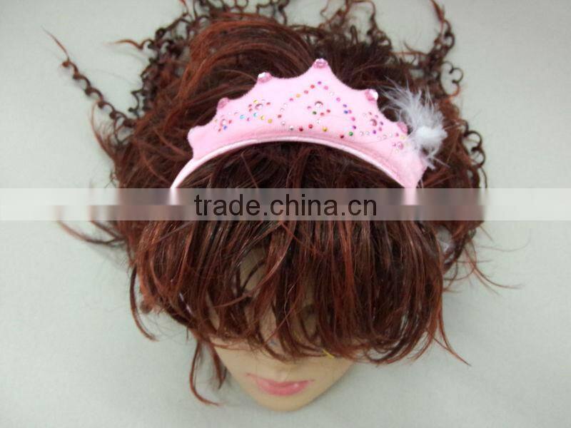 Hot sale pink children fashion girls princess crown headband,party headband