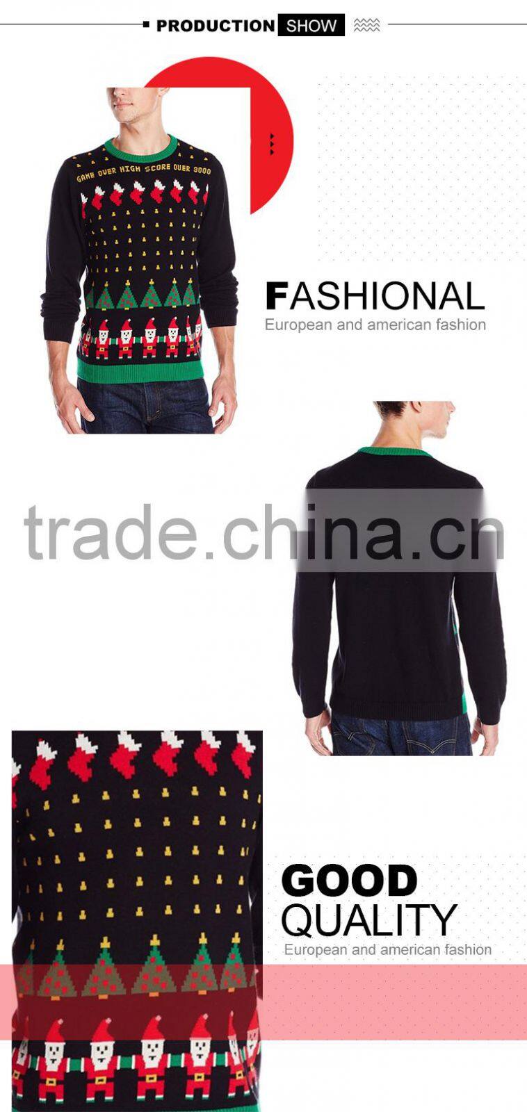 Men's lovely christmas print knitted acrylic christmas sweater with lowest price