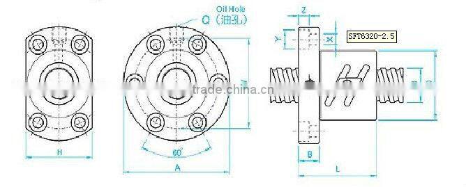 SFT2510-2.5 polished stainless steel ball screw and nuts