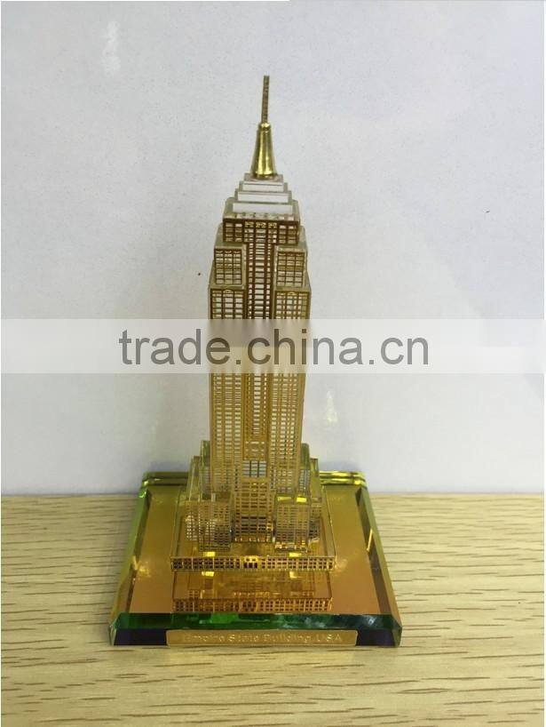 Hot Sale !!Wholesale Crystal Empire States Building Gold Plated For Wedding gift Souvenir