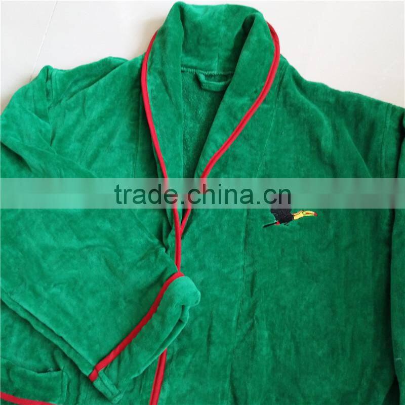 Custom Cotton Fabric Front Side Velour Backside Terry Bath Robe