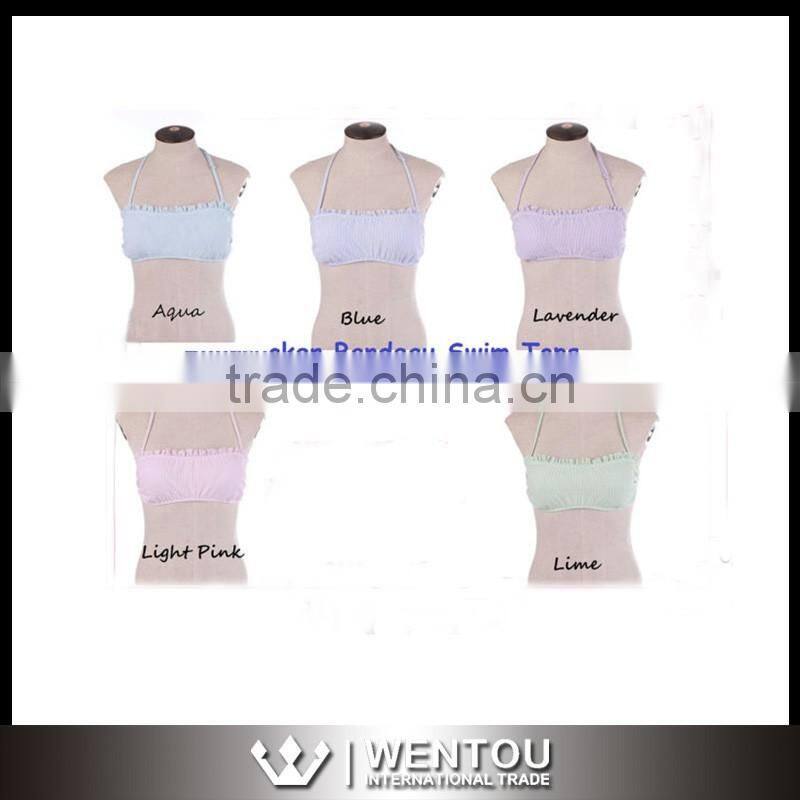 Wholesale Monogrammed Seersucker Bandeau Bikini Tops
