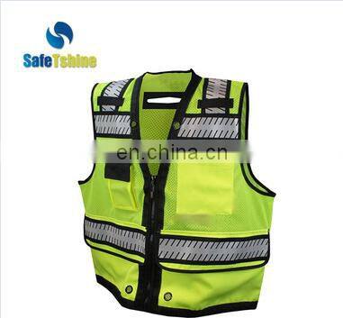 2017 oem high quality reflective safety production new design safety vest with pockets