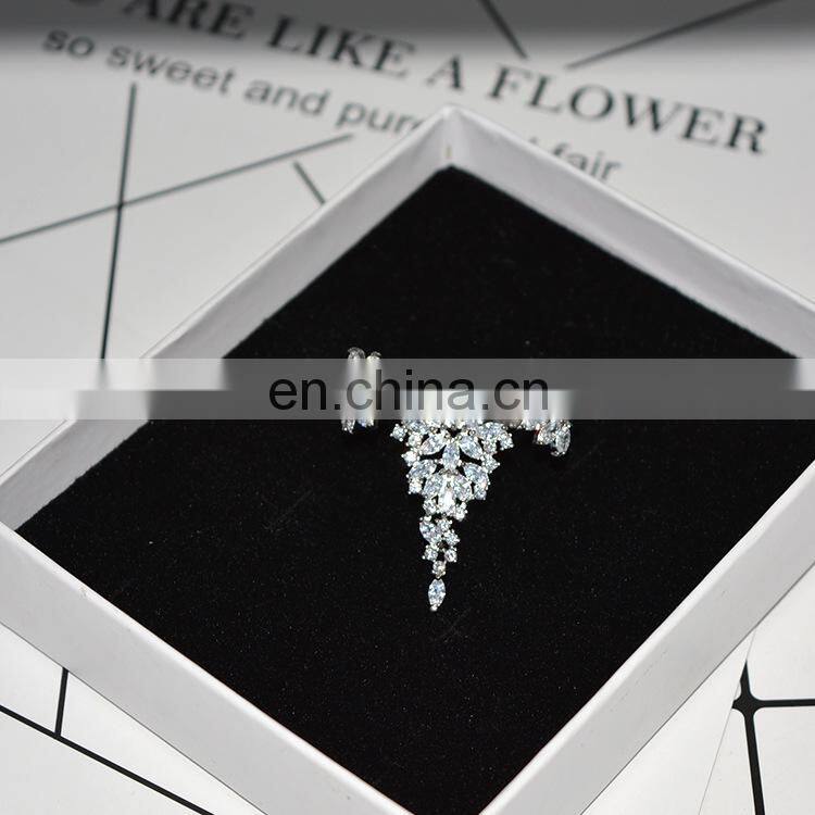 Exaggerated Feathers Zircon Ring Rhinestone Fashion Ladies Temperament Opening Ring