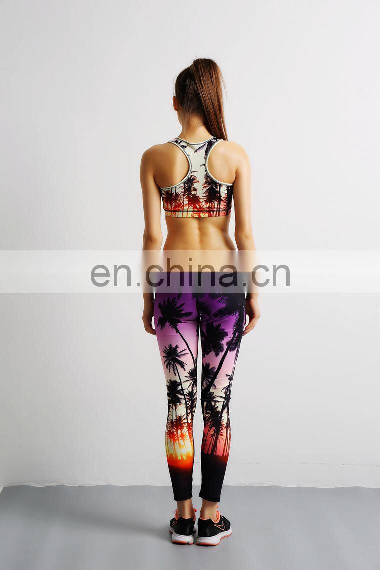 Wholesale New Style Custom Printing Sublimation 4 Needles 6 Thread Women Yoga Set