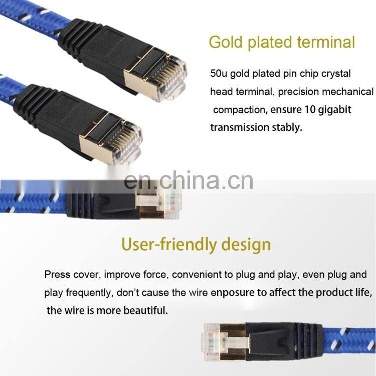 20m Gold Plated CAT-7 10 Gigabit Ethernet Ultra Flat Patch Cable for Modem Router LAN Network fiber optical cable