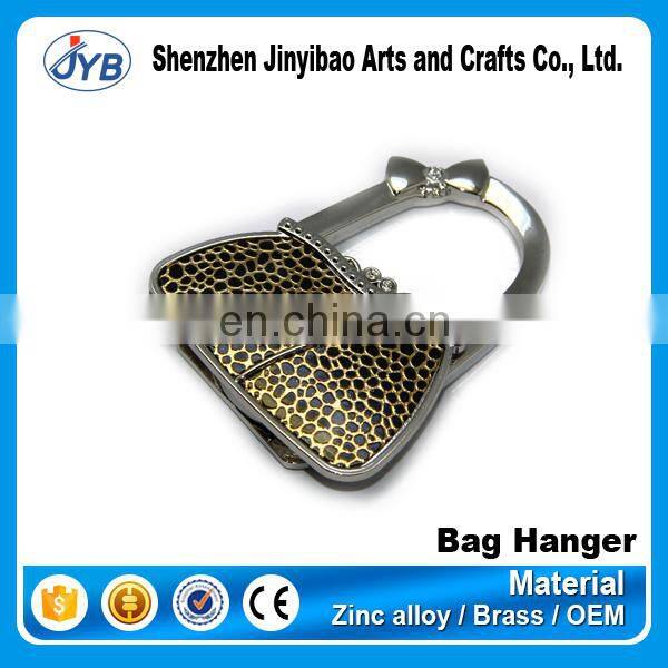 Promotional acrylic heart shape diamond metal bag hook/purse hanger