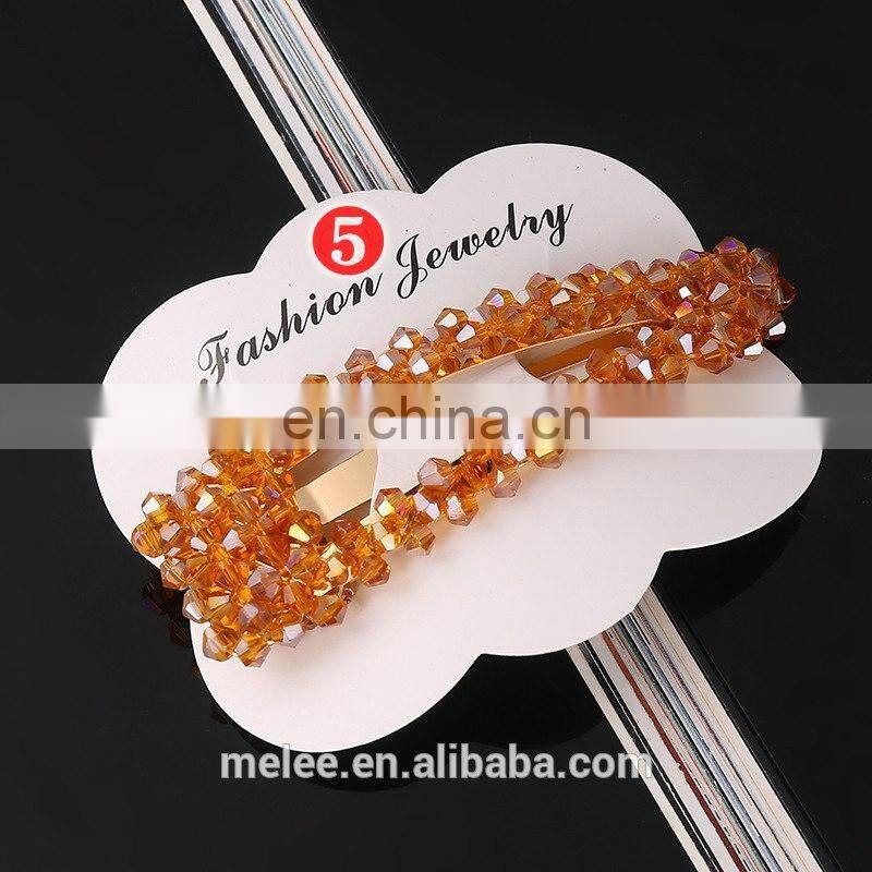 RTS Wholesale Custom Hair Accessories Fashion Girls Flat Hairgrip Hair Pin Crystal Rhinestone Barrette Hair Clips For Women