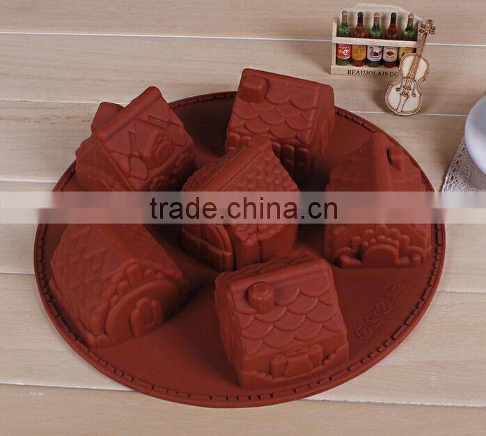 6 piece small house shaped bread pudding soap mold