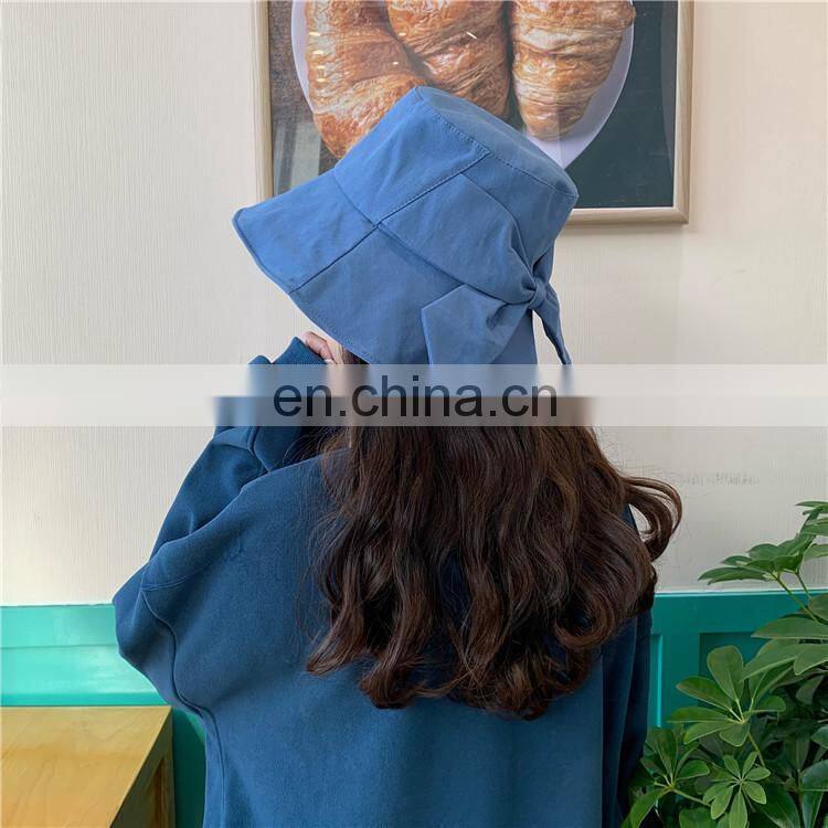 Customized fisherman hat spring and summer leisure sunshade soft foldable basin big bow sun hat