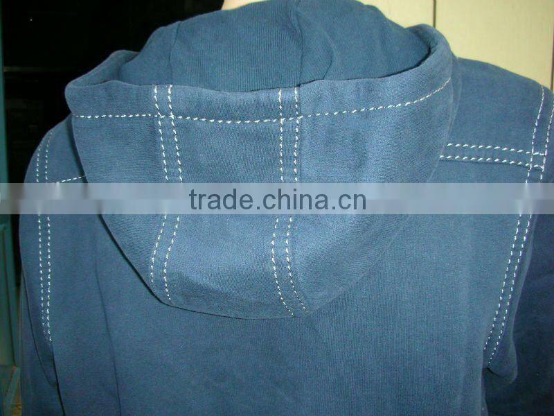 Men's fleece hoody sweater heavy thread wide stitch