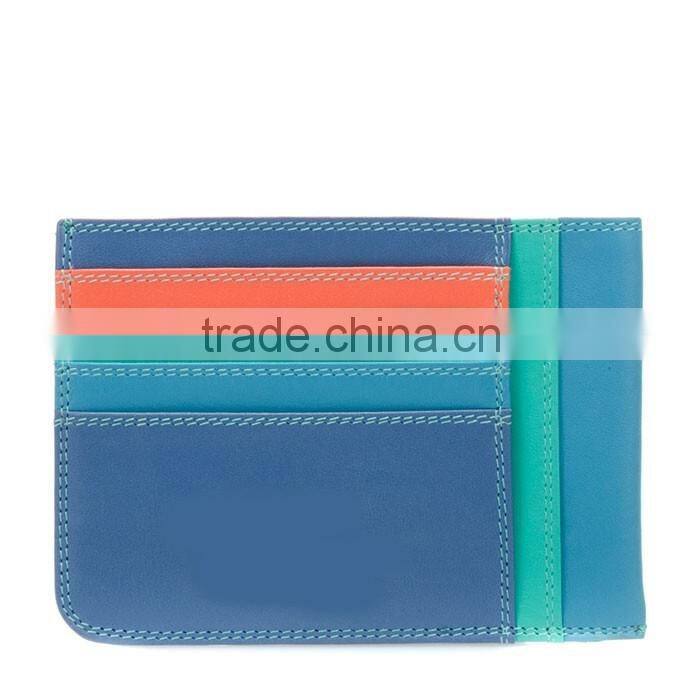 simply designed and utterly practical colorful genuine leather compact pocket wallet ID business name card holder