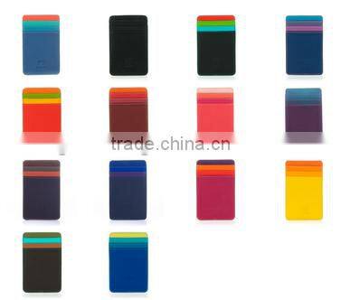 vertically Genuine Leather transparent window Colorful ID Credit Card Holder or Business Name Card Case pocket wallet