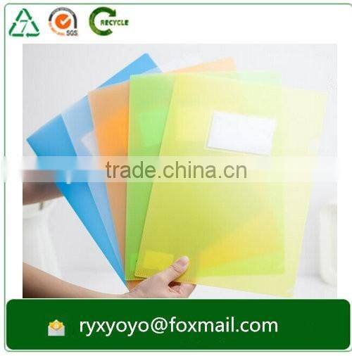 Transparent glossy polypropylene plastic a4 size L shape clear folder