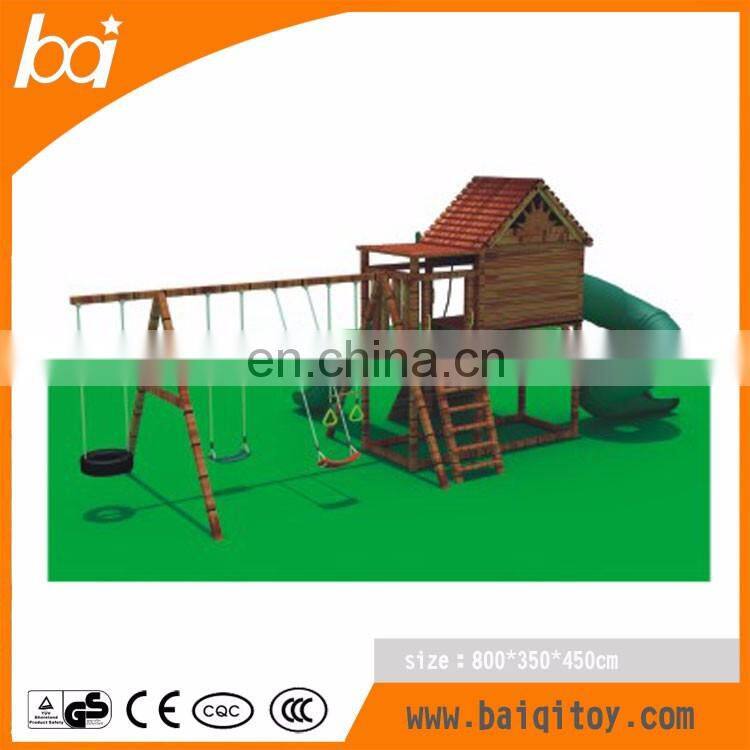 Outdoor playground wooden material for kids playhouse for sale
