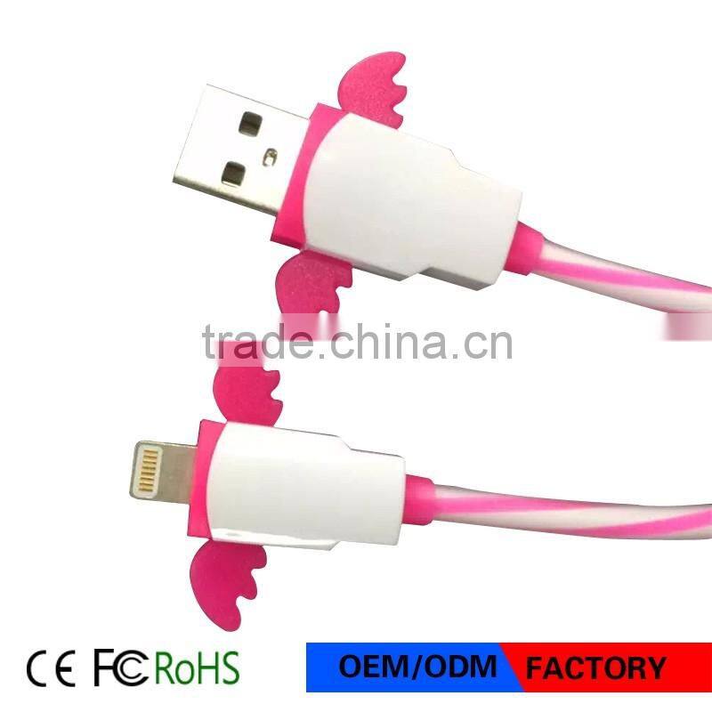 2016 New Design Wings USB Cable Colorful Mobile Phone Cable 1m for iPhone