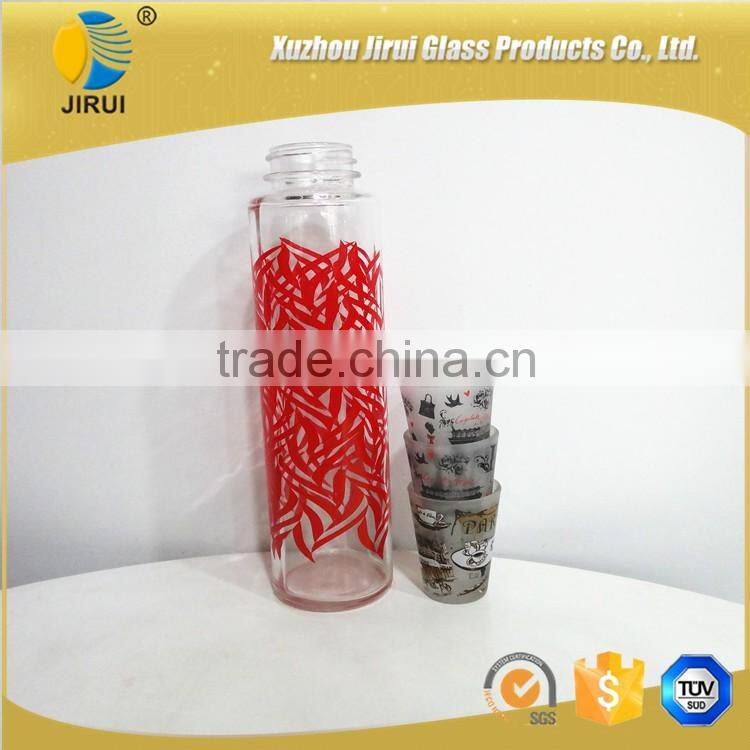 600ml glass sport drinking water bottle