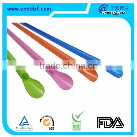 Ice cream soup plastic spoon straw