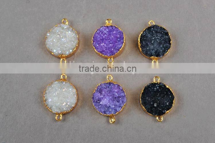 New Tiny Druzy Necklace Gold Filled Raw Crystal Drusy Pendant Necklace Simple Semi Jewelry Findings in China