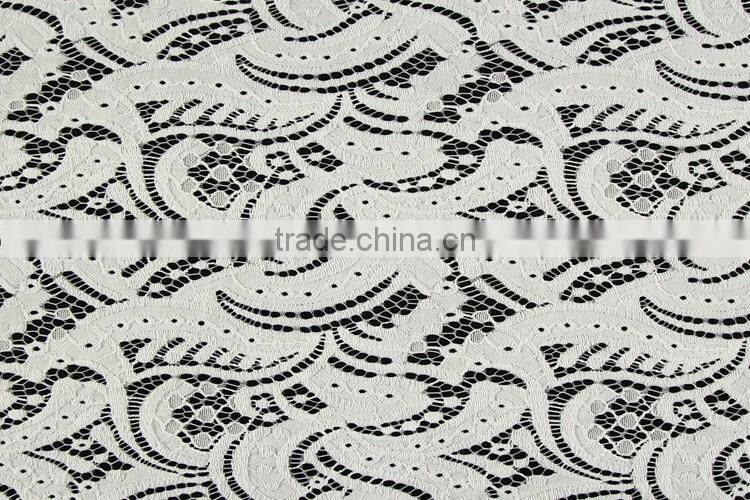 New products cheap 3D white cotton lace embroidery fabric for bridal dress
