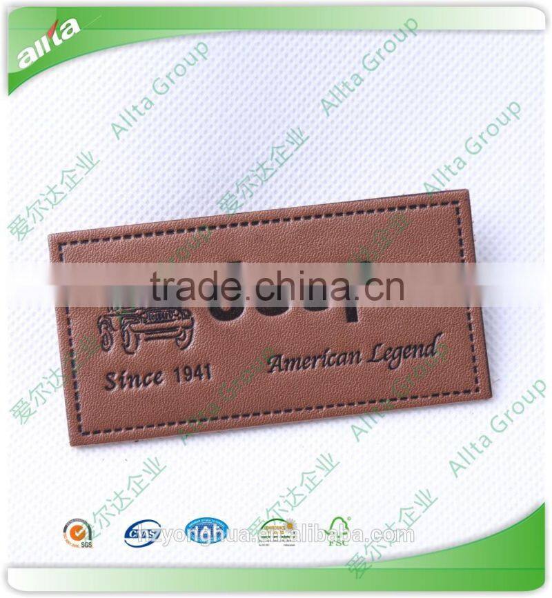 Custom jeans pu leather label, jeans leather patch labels, custom leather jeans label