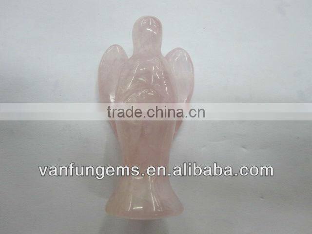 Wholesale natural rose quartz carved angel