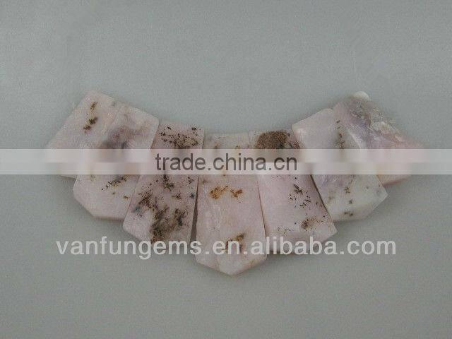 AA grade Pink Opal rectangle freeform besds for necklace