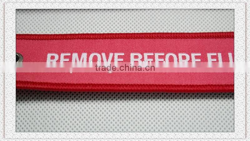 Custom Embroidery /Woven Keychain with metal ring