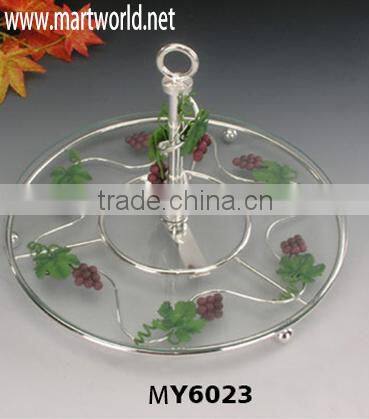 Delicate basket shape cake stand/transparent glass cake stand for wedding decoration &party &event(MY6461)