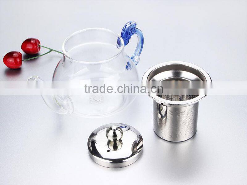 hot new products for 2015 color glass tea kettle with stainless steel strainer