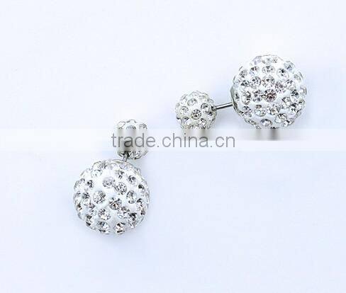 >< BEST SELLING Rhinestone Stud Earrings crystal Double Ball earring/