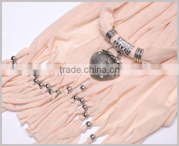 Metal Heart Pendant Necklace Scarf Fashion long Tassel