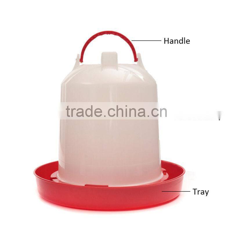 Lowest Price 22.5x16x23.5cm 3 Liter White+Red Plastic Chicken Chicks Hen Poultry Drinker Waterer with Handle