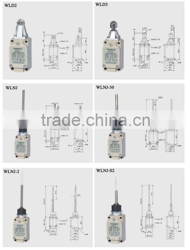 CE approved High temperature aluminium housing stainles steel coil spring limit Switch WLNJ